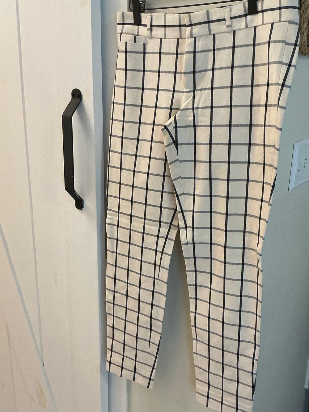Banana Republic Cream and Black Windowpane Pants